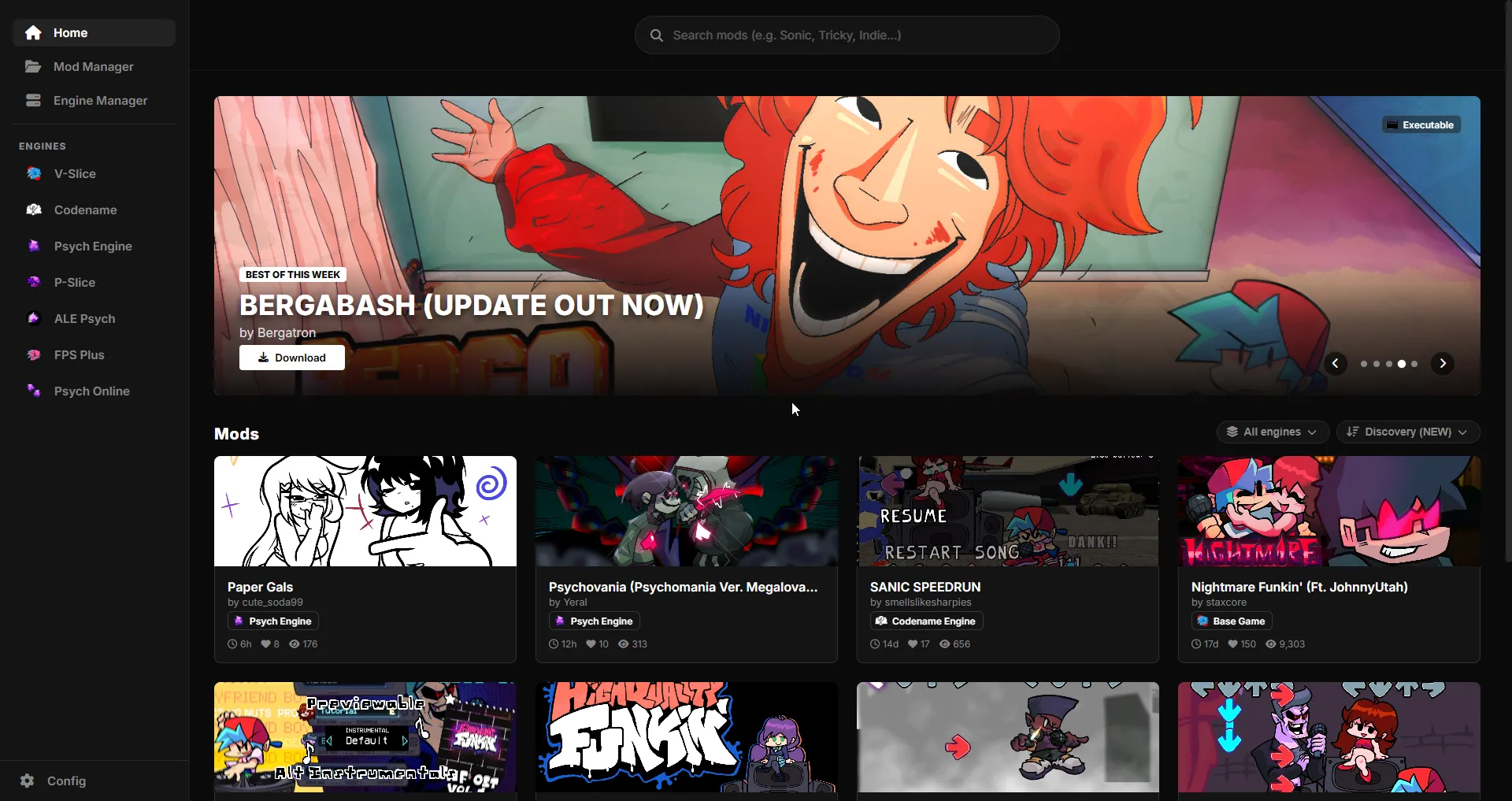 Browse Mods screen